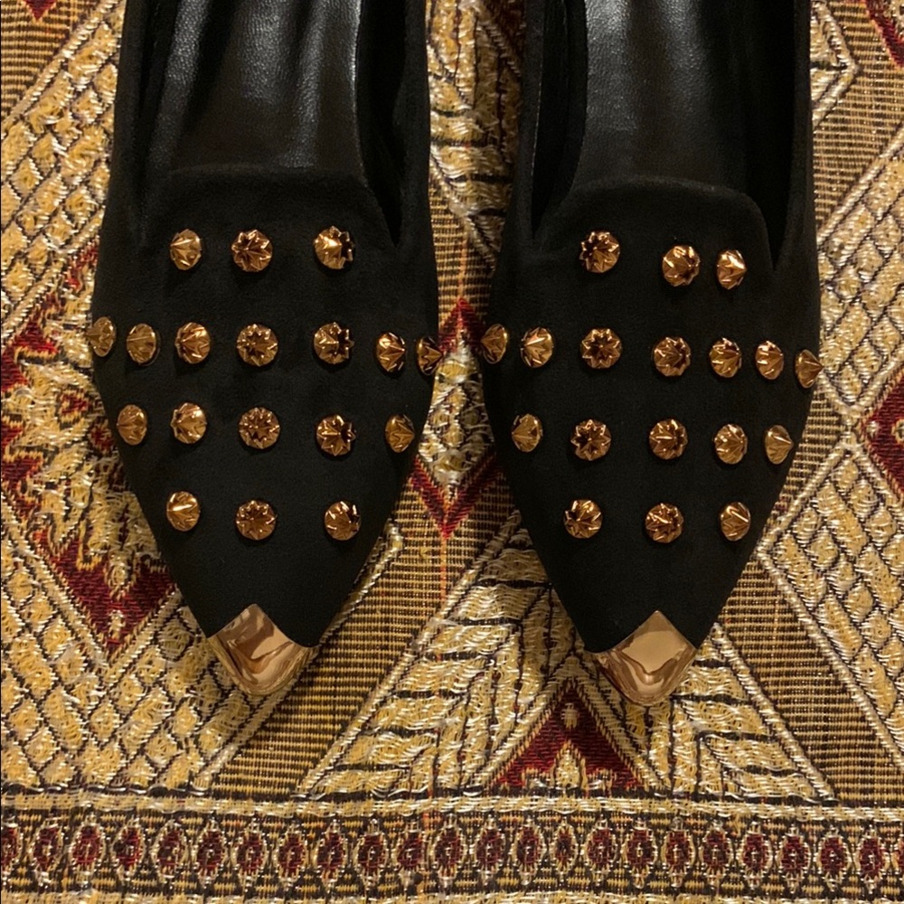 SHEIN Black and Gold Studded Flats - Picture 7 of 8